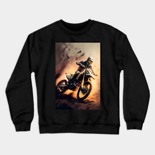 Fast Dirt bike rider on mars W/ mud CGI style Crewneck Sweatshirt